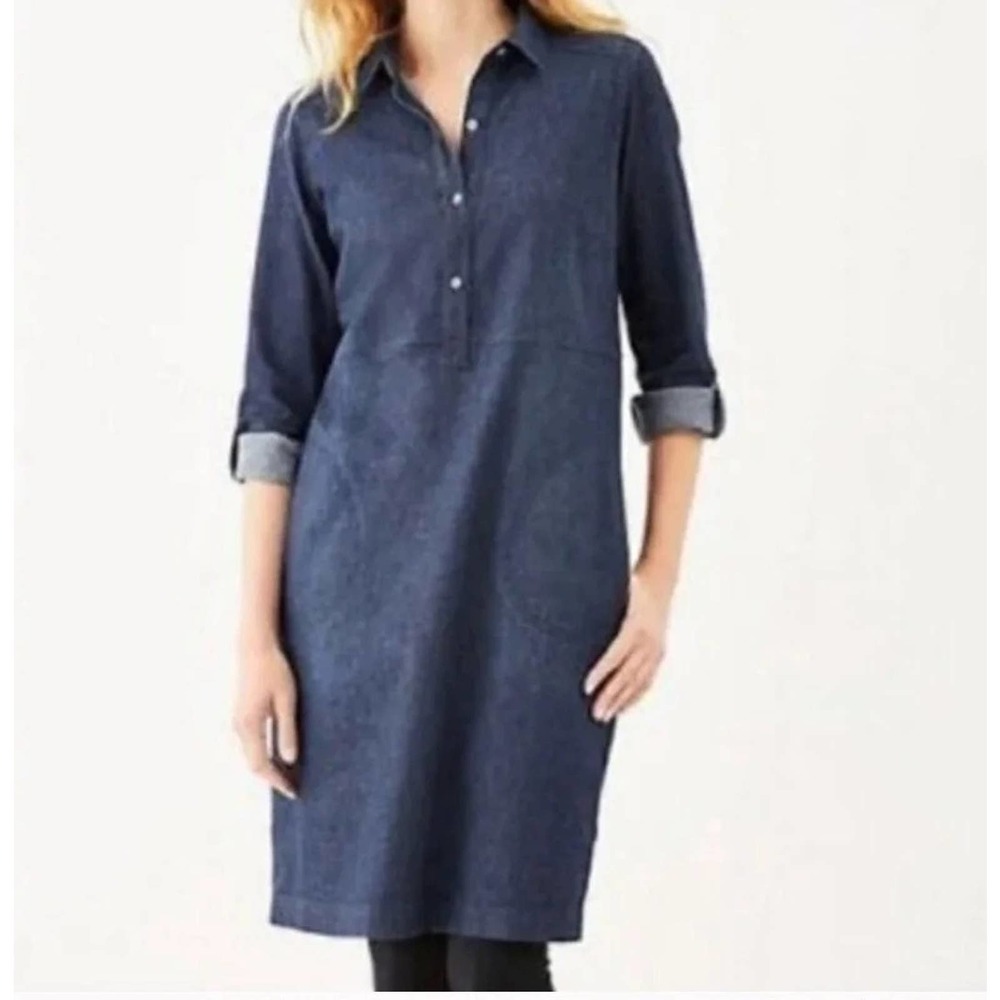 J. Jill Roll Tab Chambray Sheath Dress